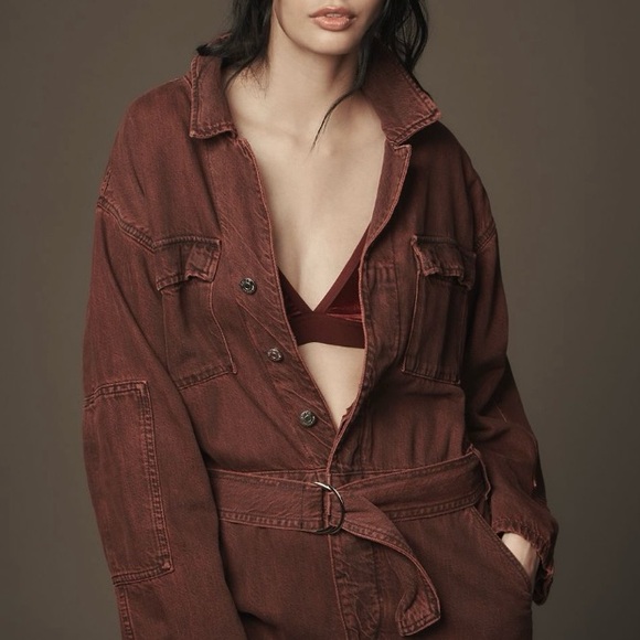 NWT Ética Larsen Utility Jumpsuit in broken heart red wine - L - Picture 7 of 12